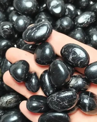 Pure Irregular Black Tourmaline Polished Stones