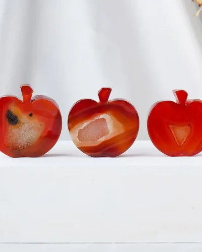 Pure Red Agate Carving Apple Geode Gemstones