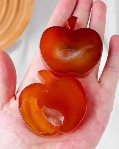 Pure Red Agate Carving Apple Geode Gemstones