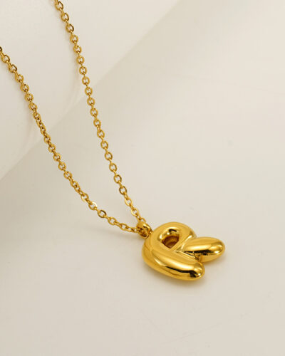 Minimalist 3D Solid A-Z Letter Gold Plated Necklace