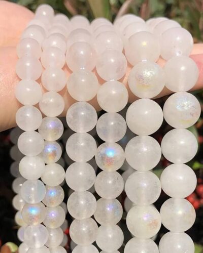 Rainbow Aura Moonstone Beads 8MM Loose Gemstones