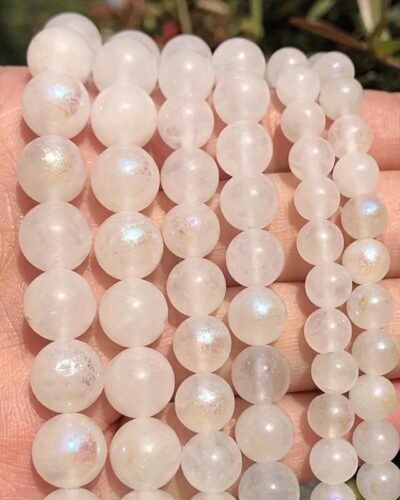 Rainbow Aura Moonstone Beads 8MM Loose Gemstones