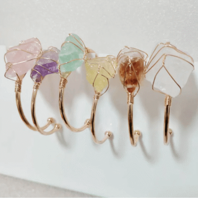 Raw Stone Open Bangle Crystal Bracelet for Women