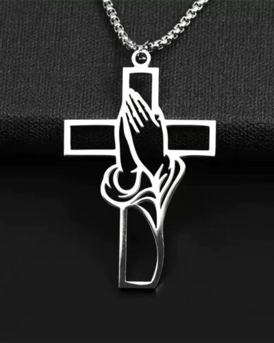 Religious Prayer Stainless Steel Cross Necklaces for Guys