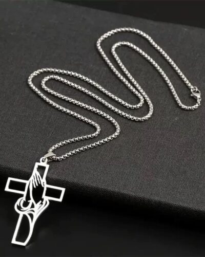 Religious Prayer Stainless Steel Cross Necklaces for Guys