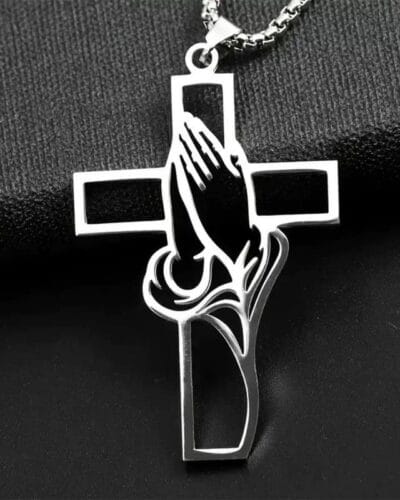 Religious Prayer Stainless Steel Cross Necklaces for Guys