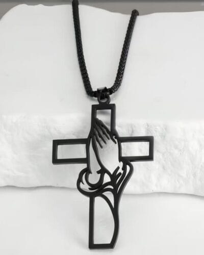 Religious Prayer Stainless Steel Cross Necklaces for Guys