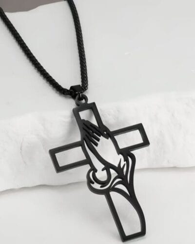 Religious Prayer Stainless Steel Cross Necklaces for Guys