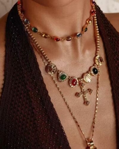 Retro 18K Gold Plated Antique Cross Necklace Vintage