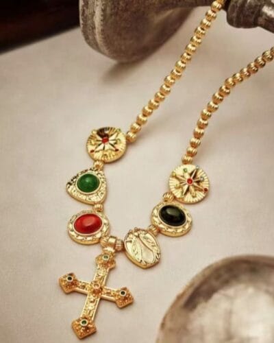 Retro 18K Gold Plated Antique Cross Necklace Vintage
