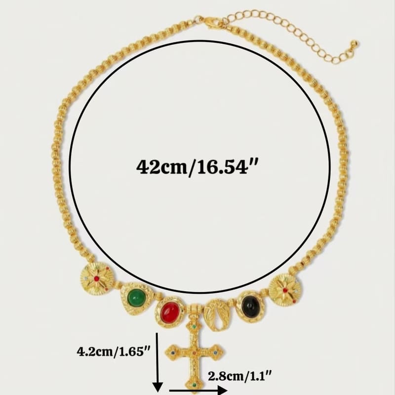 Retro 18K Gold Plated Antique Cross Necklace Vintage-6