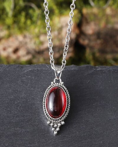 Retro Bohemian Oval Ruby Vintage Necklace Earring
