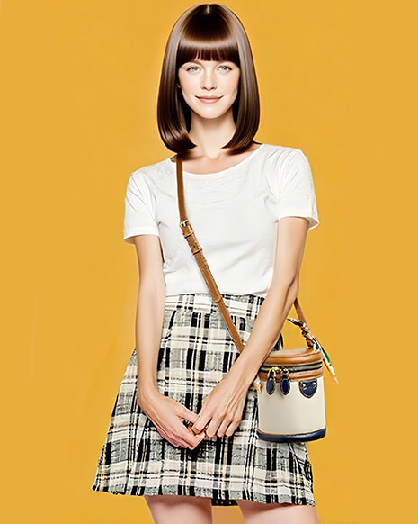 Retro Ladies Leather Bucket Bags Colorblock Cylinder Bag - Afbeelding 2