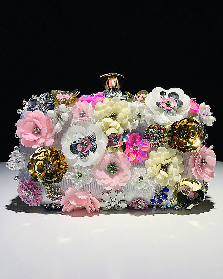 Rhinestone Floral Elegance Handbags For Evening Female Clutch Purse - Afbeelding 3