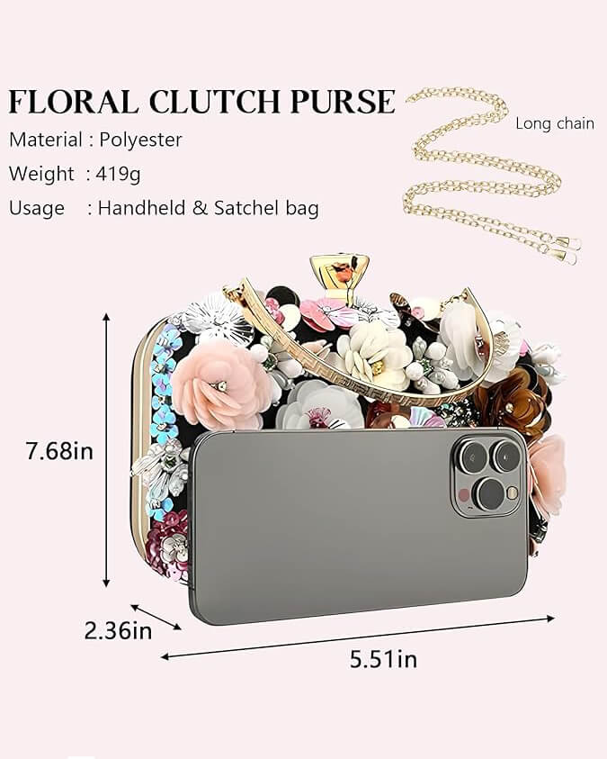 Rhinestone Floral Elegance Handbags For Evening Female Clutch Purse - Afbeelding 8