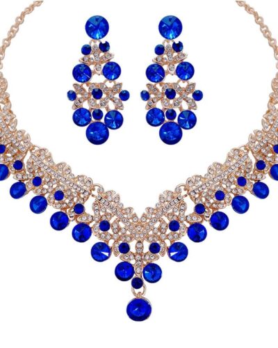 Rhinestone Pearl Necklace and Earring Set for Bride Wedding