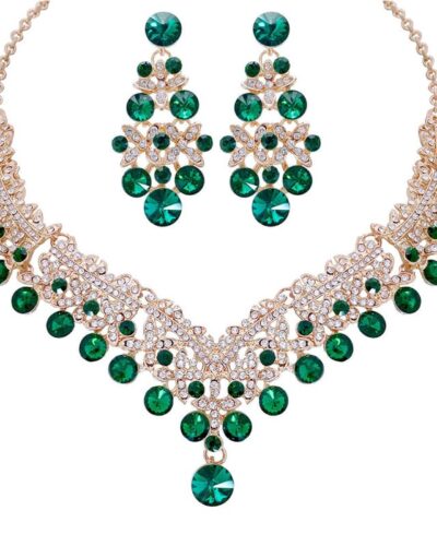 Rhinestone Pearl Necklace and Earring Set for Bride Wedding