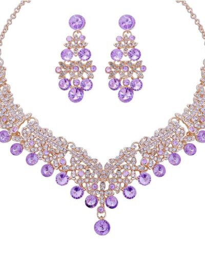 Rhinestone Pearl Necklace and Earring Set for Bride Wedding