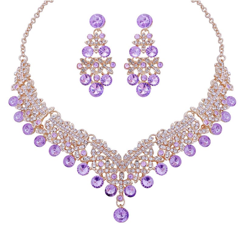 Rhinestone Pearl Necklace and Earring Set for Bride Wedding