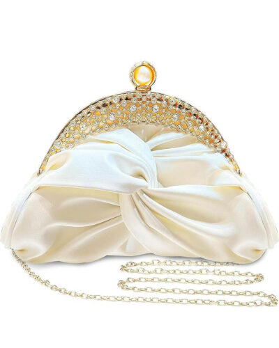 Rhinestone Soft Leather Evening Clutch Wedding Purses Handbag
