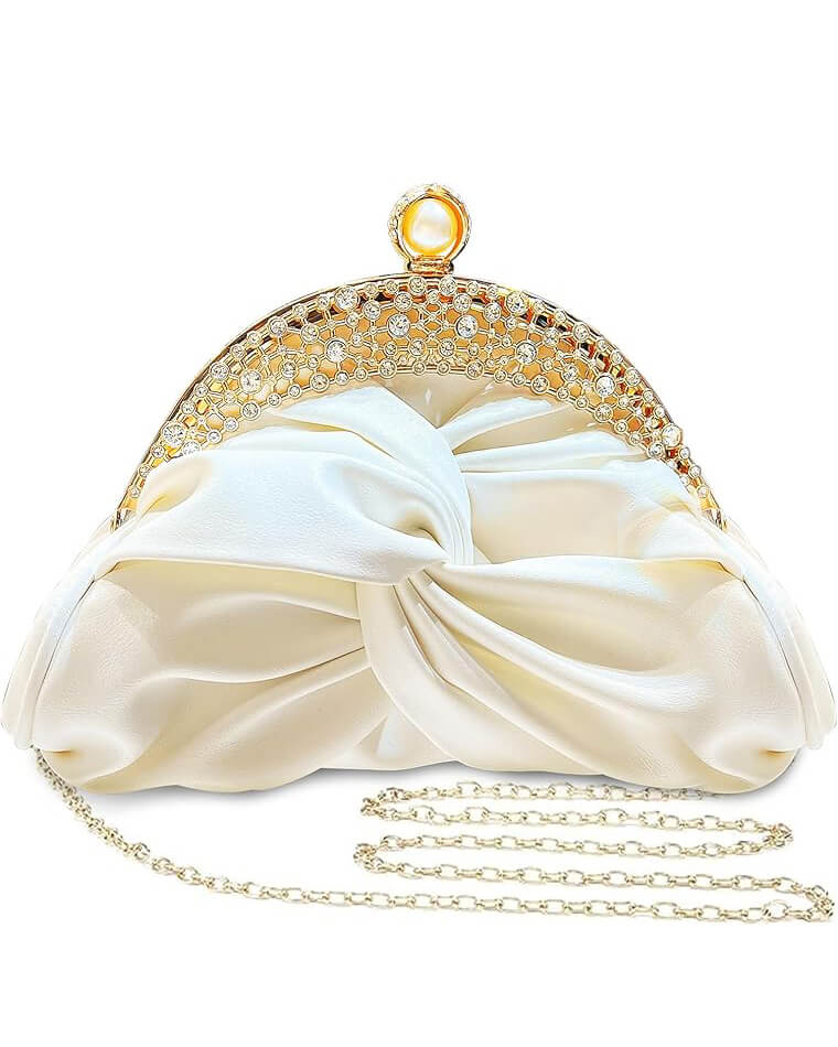 Rhinestone Soft Leather Evening Clutch Wedding Purses Handbag