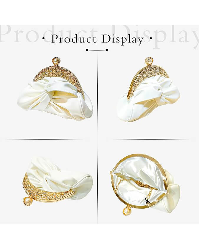 Rhinestone Soft Leather Evening Clutch Wedding Purses Handbag - Afbeelding 4