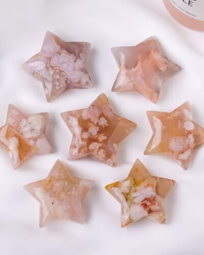 Sakura Agate Star Gemstone Carving Large
