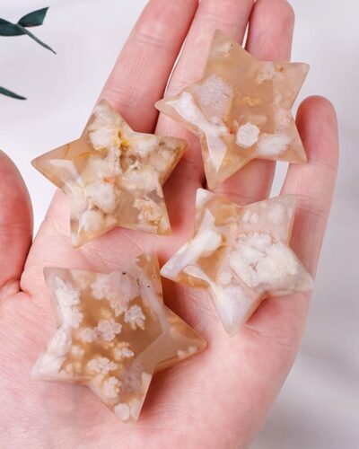 Sakura Agate Star Gemstone Carving Large
