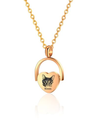 Custom Photo Necklace Heart Pendant Couple