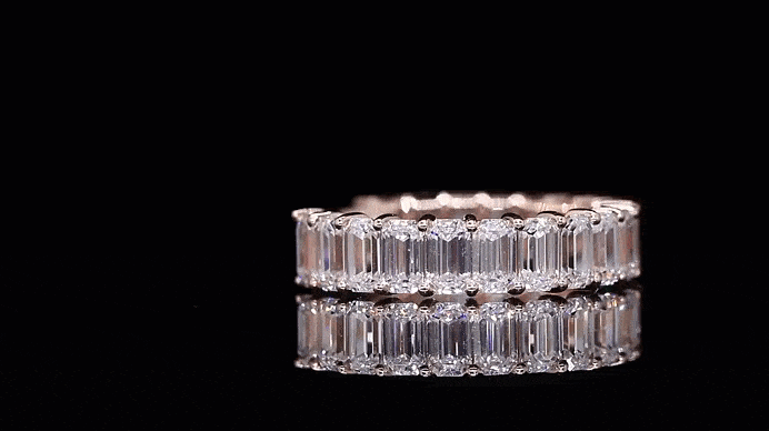 Rose Gold Square Cut Moissanite Tennis Ring 1