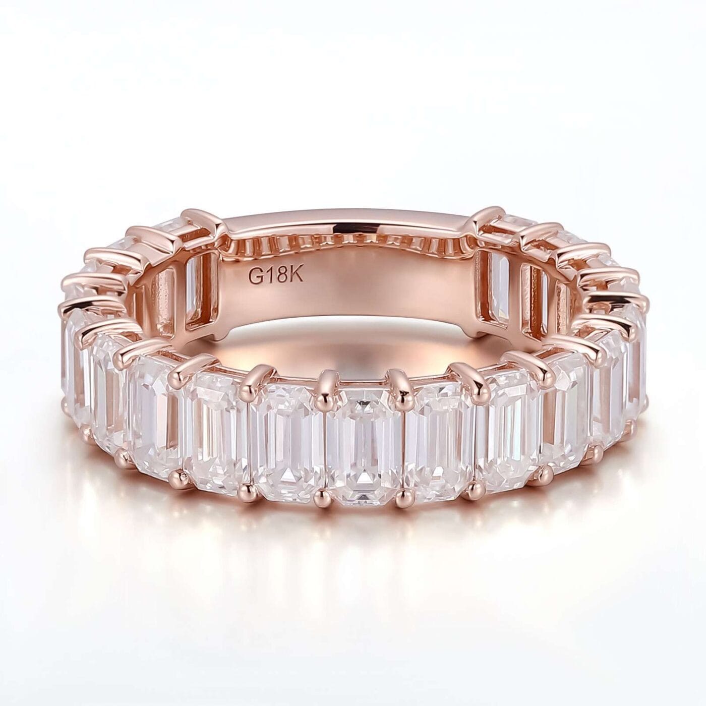 Rose Gold Square-Cut Moissanite Tennis Ring