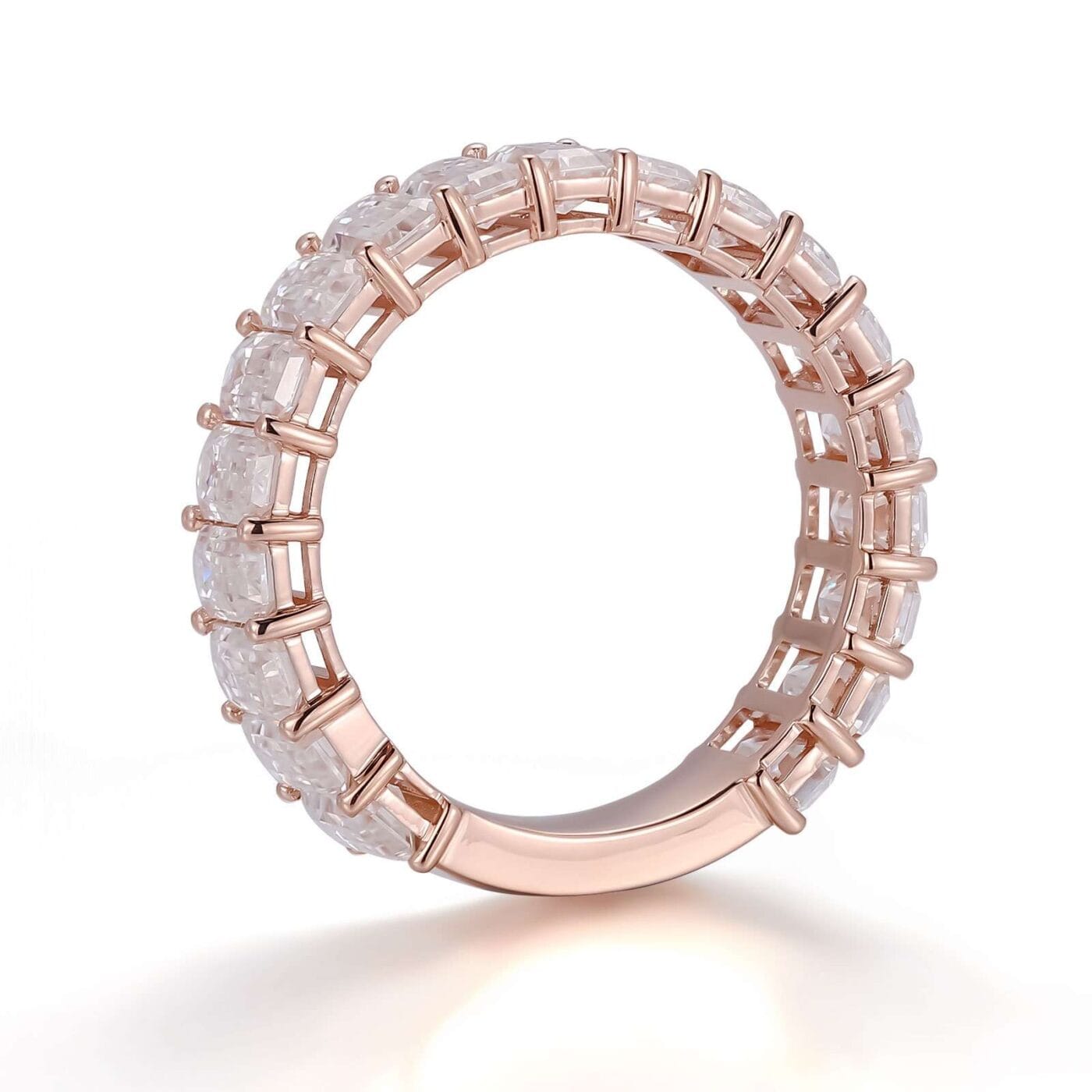Rose Gold Square Cut Moissanite Tennis Ring 5