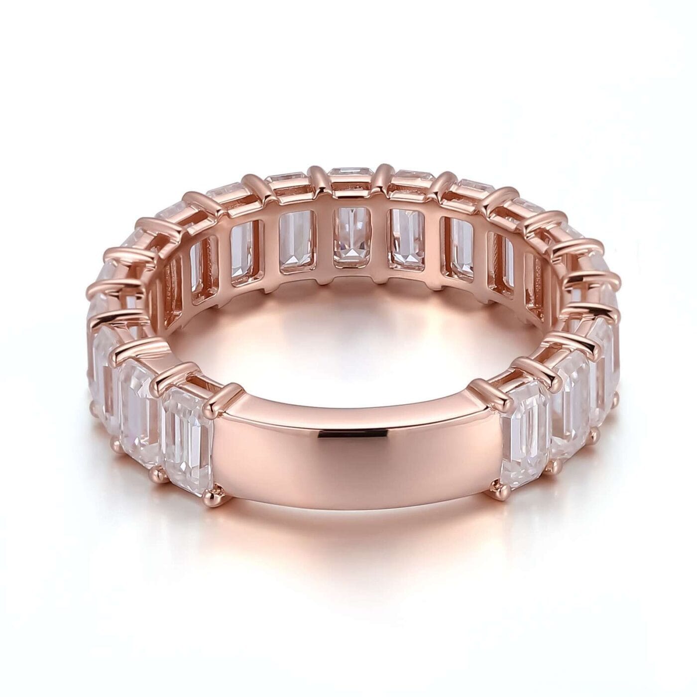 Rose Gold Square Cut Moissanite Tennis Ring 6