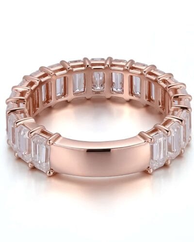 Rose Gold Square Cut Moissanite Tennis Ring 6