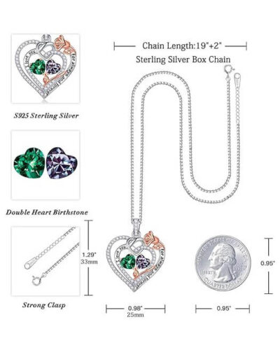 Rose Heart Double Birthstone Necklaces 11