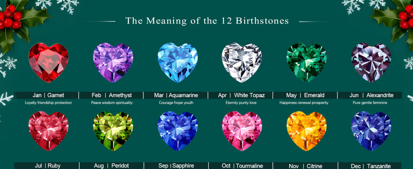 Rose Heart Double Birthstone Necklaces 3