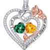 Rose Heart Double Birthstone Necklaces