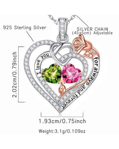 Rose Heart Double Birthstone Necklaces 8