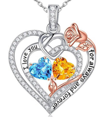 Rose Heart Double Birthstone Necklaces