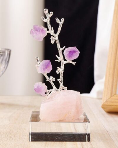 Genuine Amethyst Crystal Growing Tree Raw Stone Base