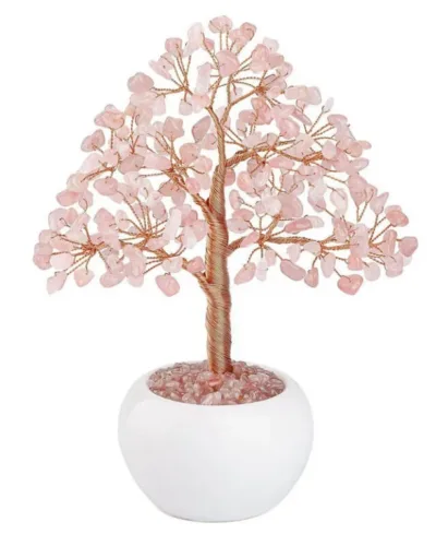 Healing Amethyst Rose Quartz Gemstone Bonsai Tree