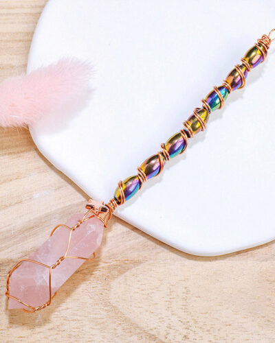 Hexagonal Colorful Double-Pointed Carved Crystals Wands