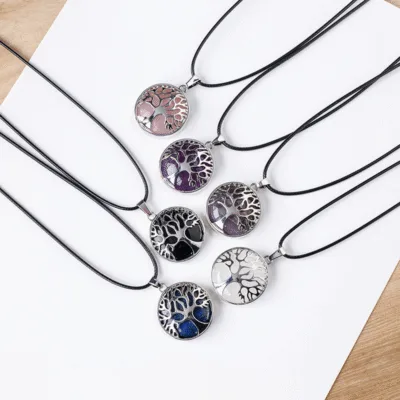 Round Natural Crystal Pendant Necklace Wholesale 1