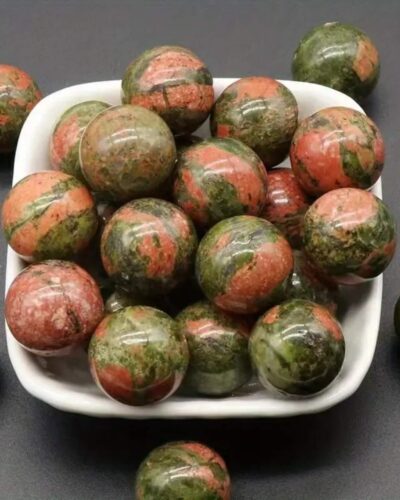Round Natural Green Unakite Gemstone Balls