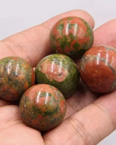 Round Natural Green Unakite Gemstone Balls