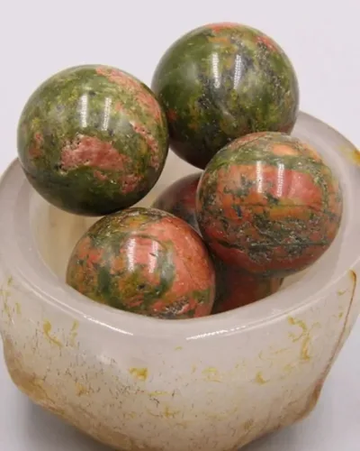 Round Natural Green Unakite Gemstone Balls