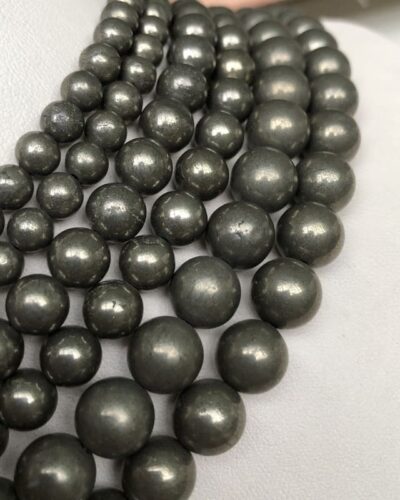 Round Natural Pyrite Loose Beads for Bracelets