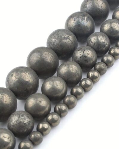 Round Natural Pyrite Loose Beads for Bracelets