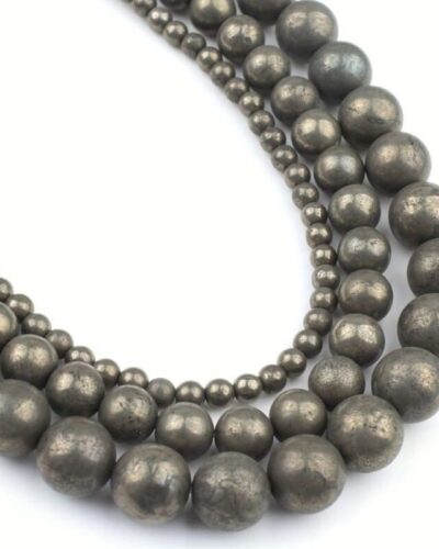 Round Natural Pyrite Loose Beads for Bracelets