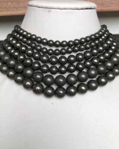 Round Natural Pyrite Loose Beads for Bracelets